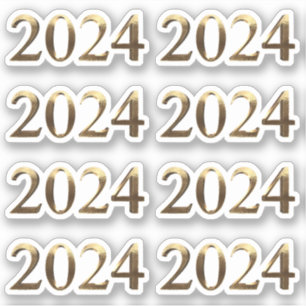 Faux Gold Year Number Happy New Year 2024