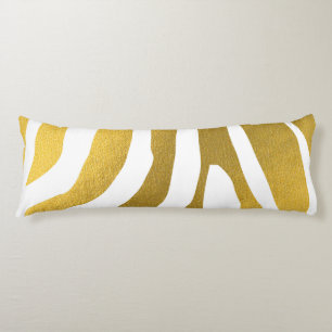 Faux Gold Zebra Print Stripes Pattern Body Cushion