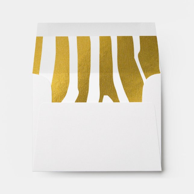 Faux Gold Zebra Print Stripes Pattern Envelope (Back (Bottom))