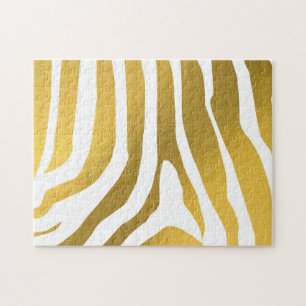 Faux Gold Zebra Print Stripes Pattern Jigsaw Puzzle