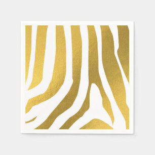 Faux Gold Zebra Print Stripes Pattern Napkin