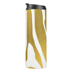 Faux Gold Zebra Print Stripes Pattern Thermal Tumbler