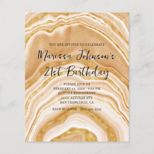 Faux Golden Agate 21st Birthday Invitation Flyer