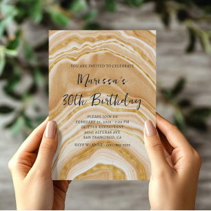 Faux Golden Agate 30th Birthday Invitation