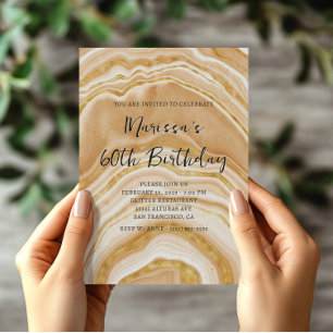 Faux Golden Agate 60th Birthday Invitation