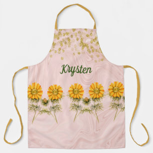 Faux Golden Jewels & Golden Flowers Apron
