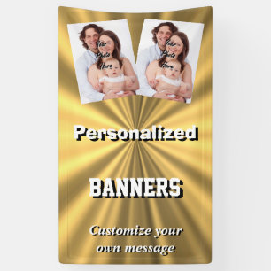 Faux golden metallic gold photo template banner