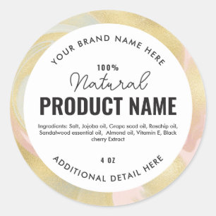 Faux golden swirl foil Product Round Label