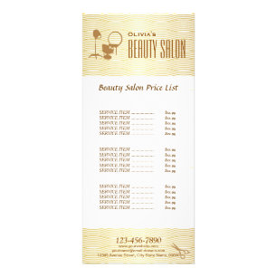 Faux Golden Wave Makeup Beauty Salon Price List Rack Card