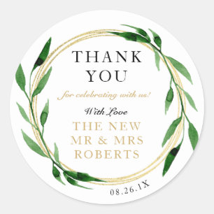 Faux Golden Wreath Sticker, Favour Sticker