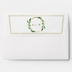 Faux Golden Wreath Wedding Envelope