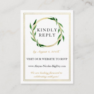 Faux Golden Wreath Wedding RSVP Card