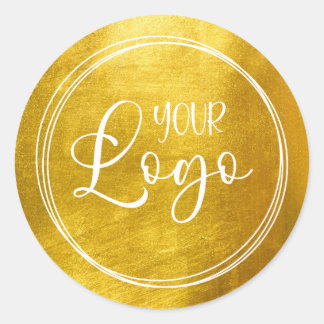 Faux Golden Yellow Foil for Your Logo Classic Round Sticker