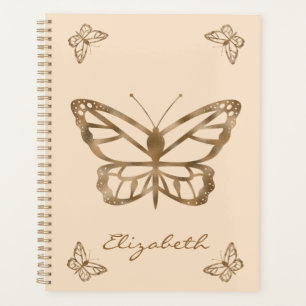 Faux Golden Yellow Foil Look Butterflies & Text Planner