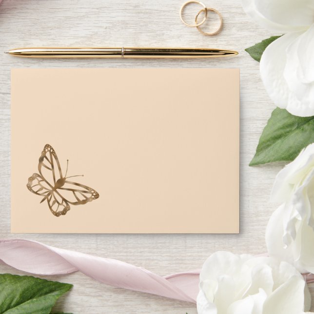 Faux Golden Yellow Foil Look-like Butterfly Envelope (Wedding)