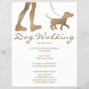 Faux Golden Yellow Foil Look-like Dog Walker Flyer