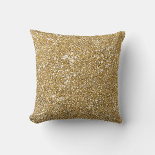 Faux Golden Yellow Glitter Texture Look Graphic Cushion