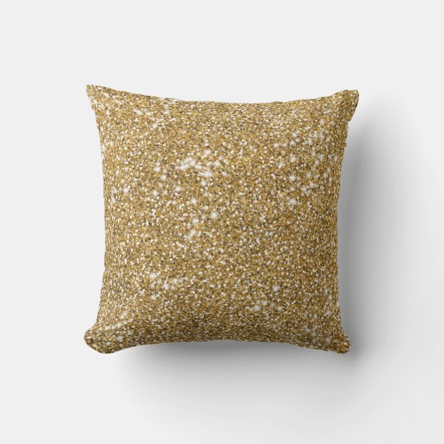 Faux Golden Yellow Glitter Texture Look Graphic Cushion (Front)