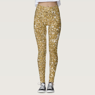 Faux Golden Yellow Glitter Texture Look Leggings