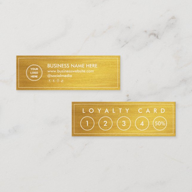 Faux Gradient Gold Mini Chic Modern Minimalist Loyalty Card (Front/Back)