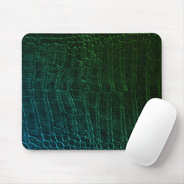 Faux Green Alligator Crocodile Leather Print Mouse Mat (With Mouse)