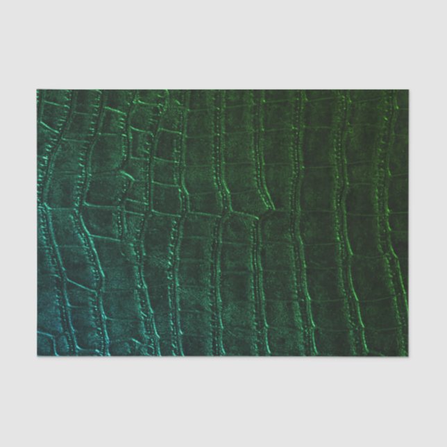 Faux Green Alligator Leather Print Texture Animal Tissue Paper (Front)