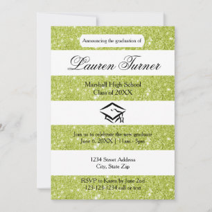 Faux Green Glitter Stripe - Grad Announcement