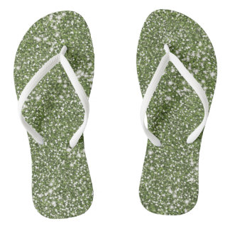 Faux Green Glitter Texture Look-like Graphic Flip Flops