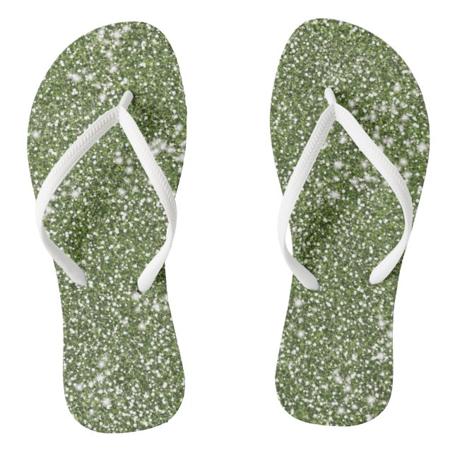 Faux Green Glitter Texture Look-like Graphic Flip Flops (Footbed)