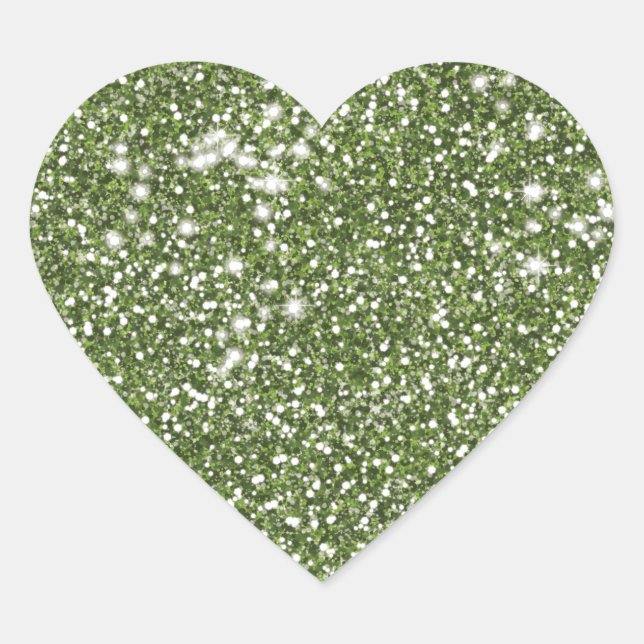 Faux Green Glitter Texture Look-like Graphic Heart Sticker (Front)