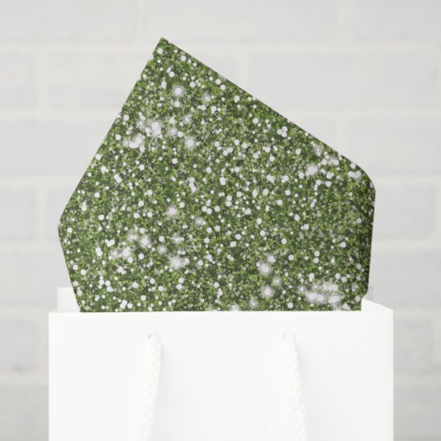 Faux Green Glitter Texture Look-like Graphic Tissue Paper (Gift Bag)