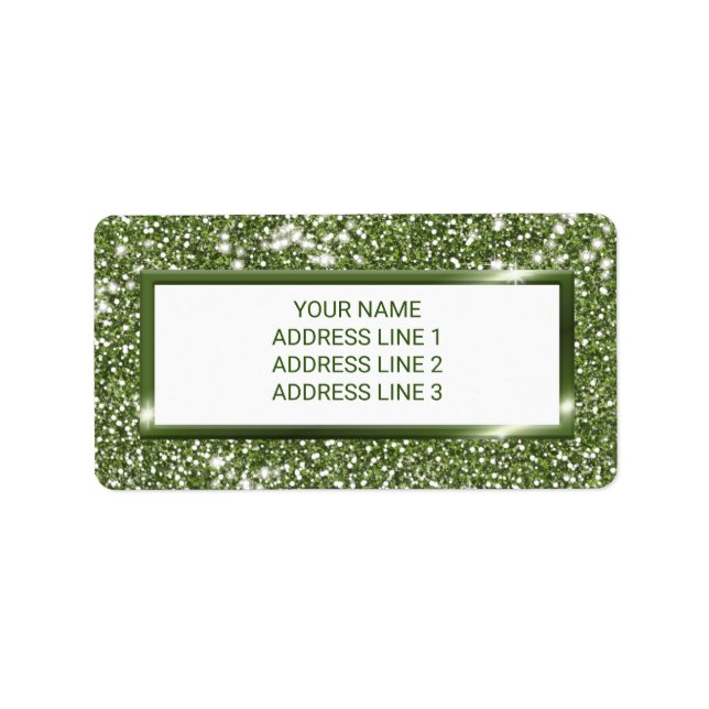 Faux Green Glitter Texture Look With Custom Text Label (Front)