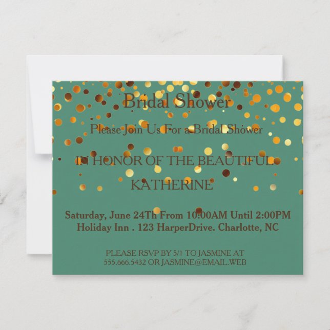Faux Green Glittering Fab Confetti Sparkles Dots Invitation (Front)