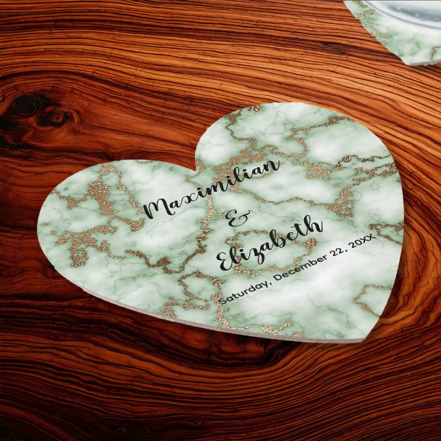 Faux Green Gold Marble - Elegant Wedding Paper Coaster (Faux Green Gold Marble - Elegant Wedding Paper Coaster by Leapfroglisics Shop)