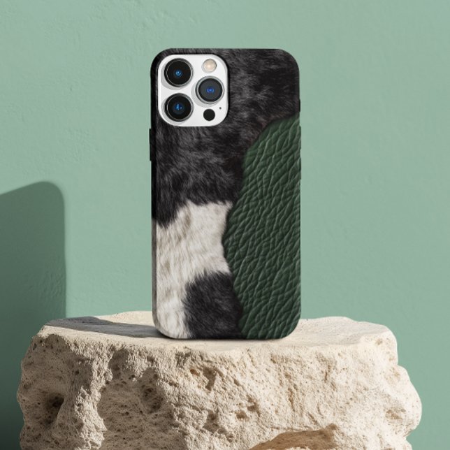 Faux Green Leather Cow Spotted Hide fur Case-Mate iPhone Case (Creator Uploaded)