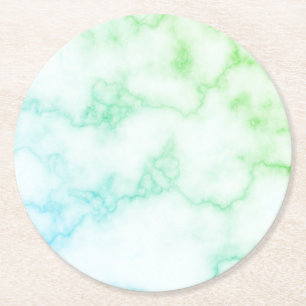 Faux Green Marble Round Paper Coaster