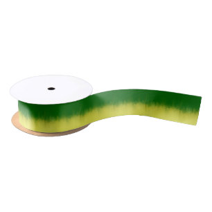 Faux Green Yellow Tye Dye Ribbon Satin Ribbon