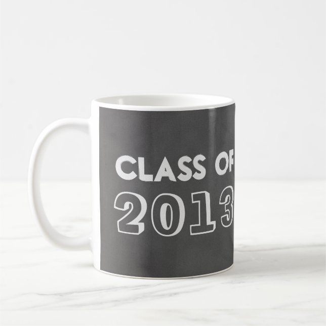 Faux grey chalkboard class year taped up photo coffee mug (Left)