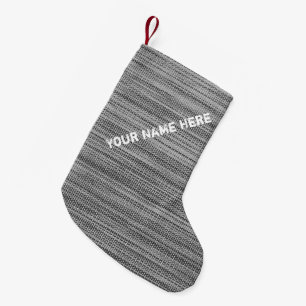 Faux Grey Fabric Christmas Stocking Custom Name