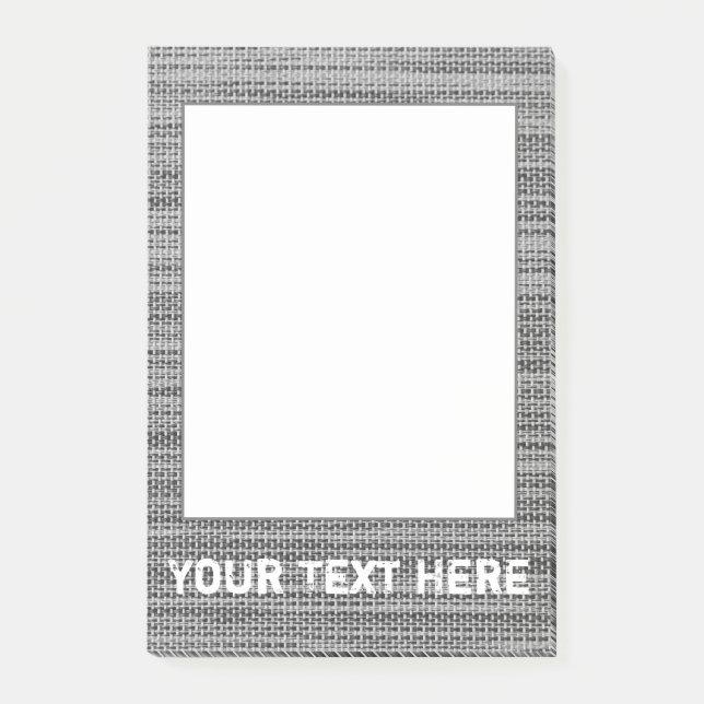 Faux Grey Fabric Framed Post it Notes Custom Text (Front)