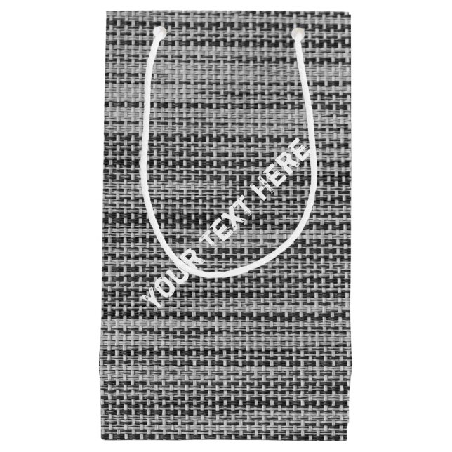 Faux Grey Fabric Gift Bag with Custom Text Name (Front)