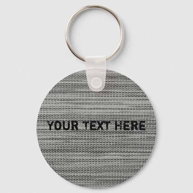 Faux Grey Fabric Keychain Customisable Your Text (Front)