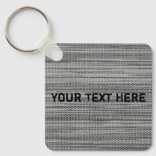 Faux Grey Fabric Keychain with Custom Text