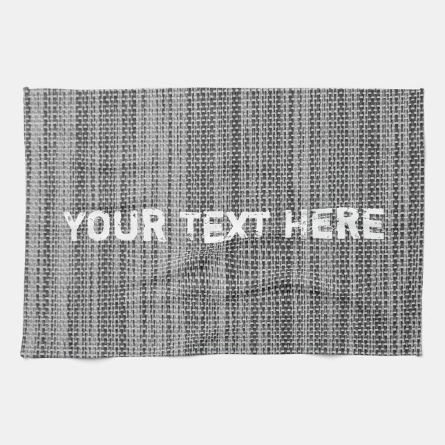 Faux Grey Fabric Kitchen Towel with Custom Text (Horizontal)