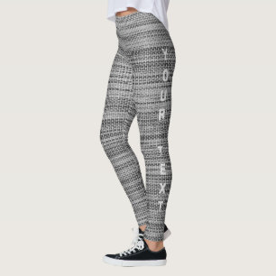 Faux Grey Fabric Leggings - Add Your Text