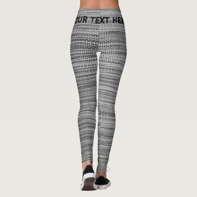 Faux Grey Fabric Leggings with Your Text (Back)
