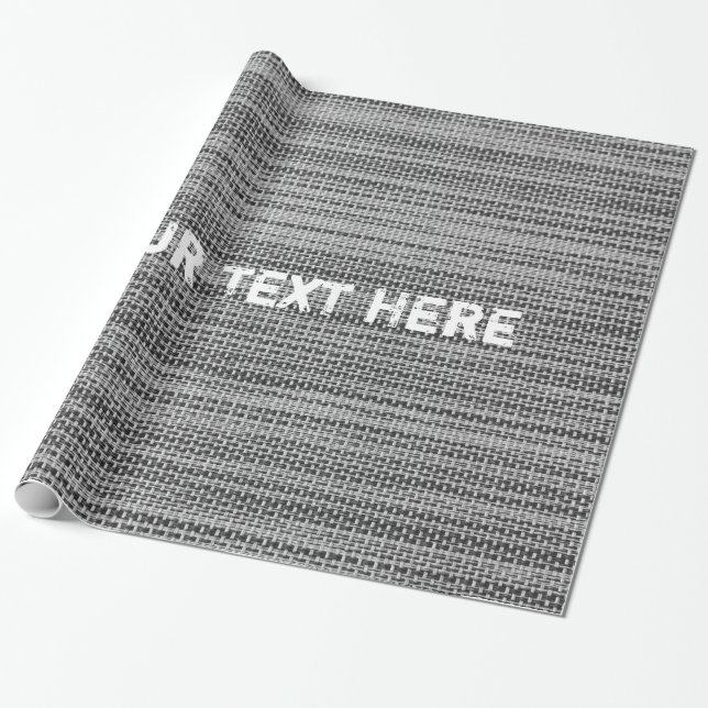 Faux Grey Fabric Wrapping Paper with Custom Text (Unrolled)