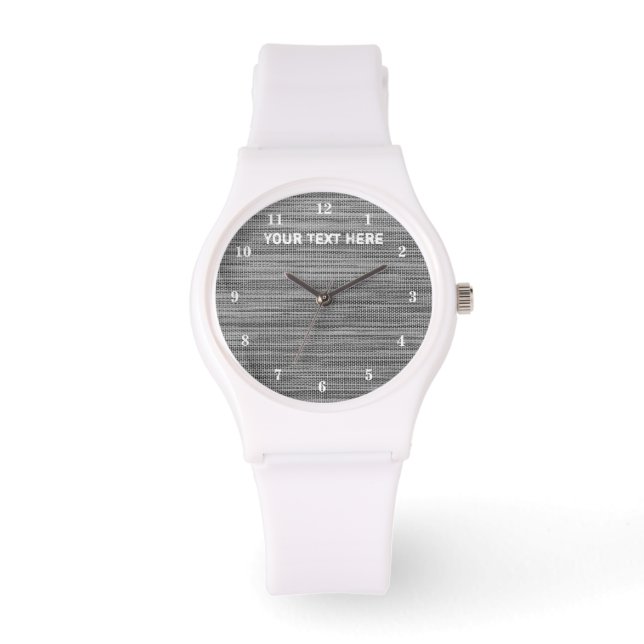 Faux Grey Fabric Your Text Personalised Watch Gift (Front)