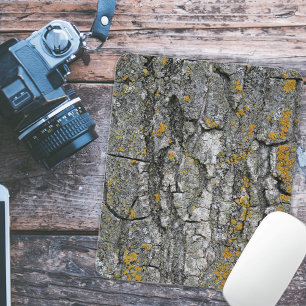 Faux Grey Grunge Wood Tree Bark Mouse Mat