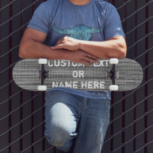 Faux Grey Knitting Skateboard with Custom Text